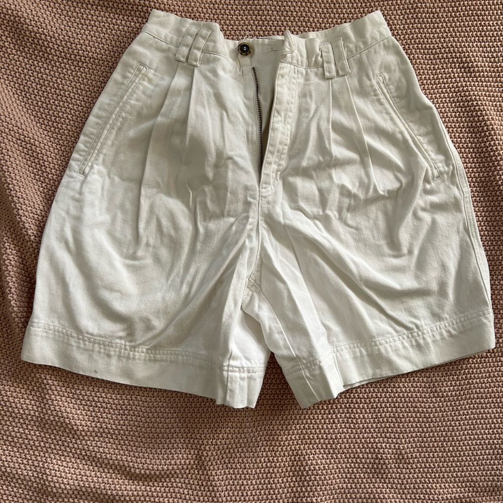 White Pleated Shorts by Jwear